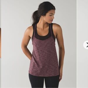 Lululemon Tough It Out Tank Size 6 Heathered Maroon / Painted Animal / Black